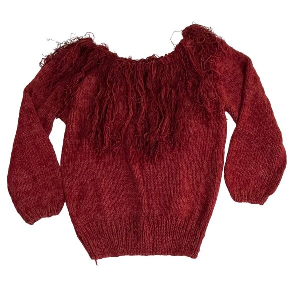 Bonnie and Bill New York Silk Blend Fringe Trim Sweater Women's Sz SP Petite Red - Picture 1 of 5